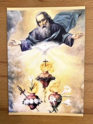 Die drei Heiligsten Herzen  Postkarte Gott Vater Gebet