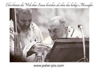 Pater Pio Postkarte heilige Messe