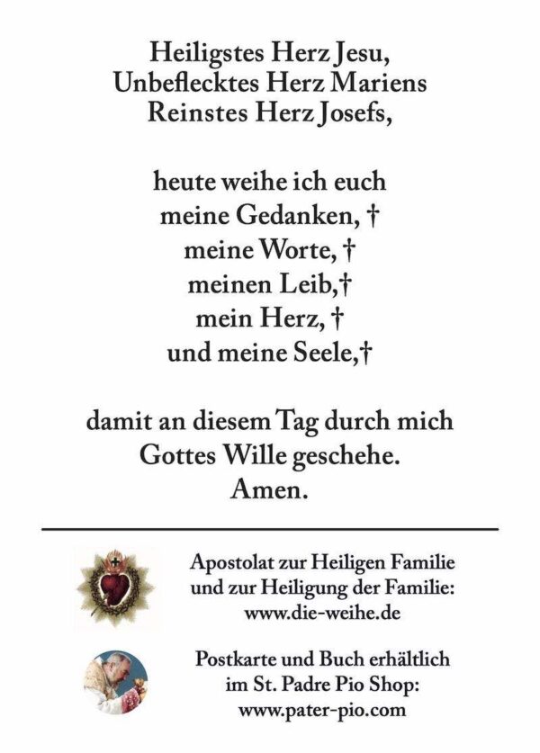 Heilige Familie Bild mit Weihegebet verschiedene Größen – Bild 2