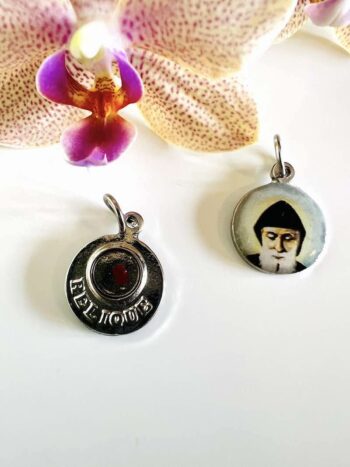 Heiliger Charbel Medaille mit Stoffreliquie