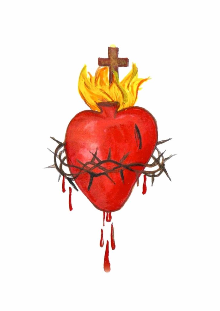 Herz Jesu Bild mit Gebet nach Pater Pio Din A6