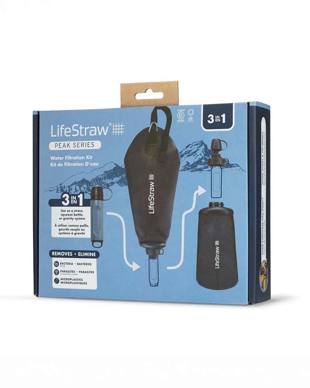 3 in 1 Wasserfilter | mit Filter, 3L Schwerkraftbeutel und Flasche – Bild 3