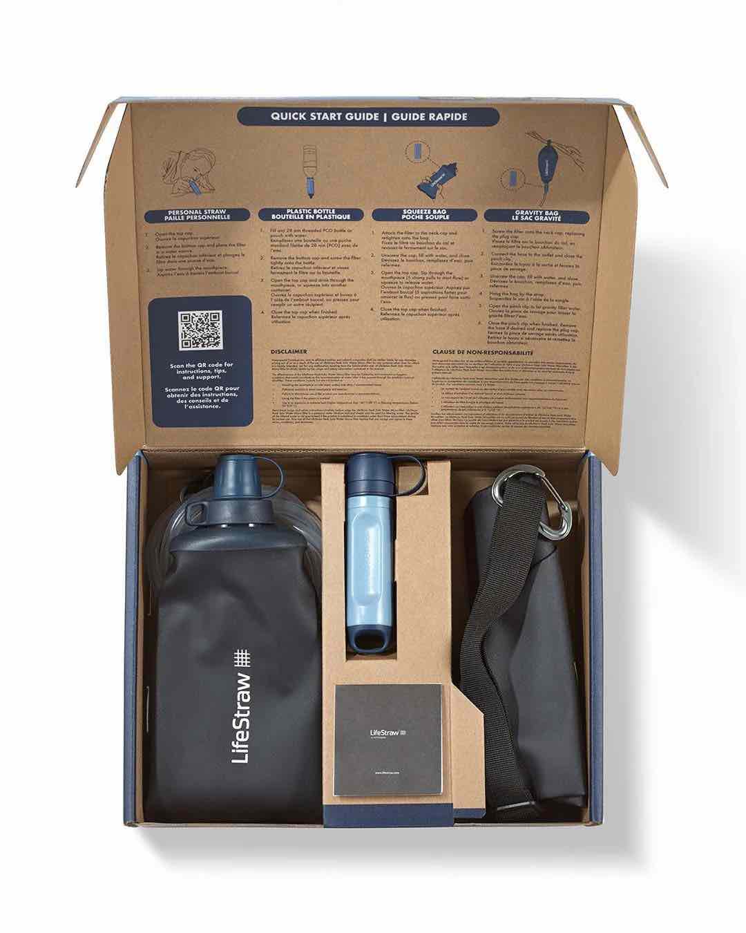 3 in 1 Wasserfilter | mit Filter, 3L Schwerkraftbeutel und Flasche – Bild 2
