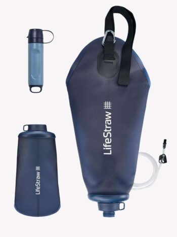 3 in 1 Wasserfilter | mit Filter, 3L Schwerkraftbeutel und Flasche