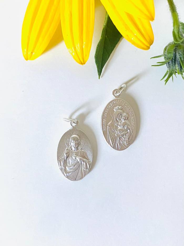 Skapulier | Herz Jesu Medaille 19mm oval Neusilber